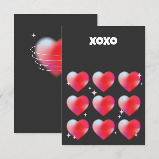 Xoxo romantic red hearts valentine's day  RSVP card (Front/Back)