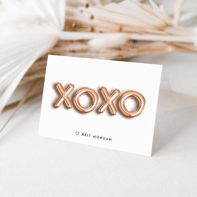 XOXO Rose Gold Balloon Personalized Note Card (Creator Uploaded)