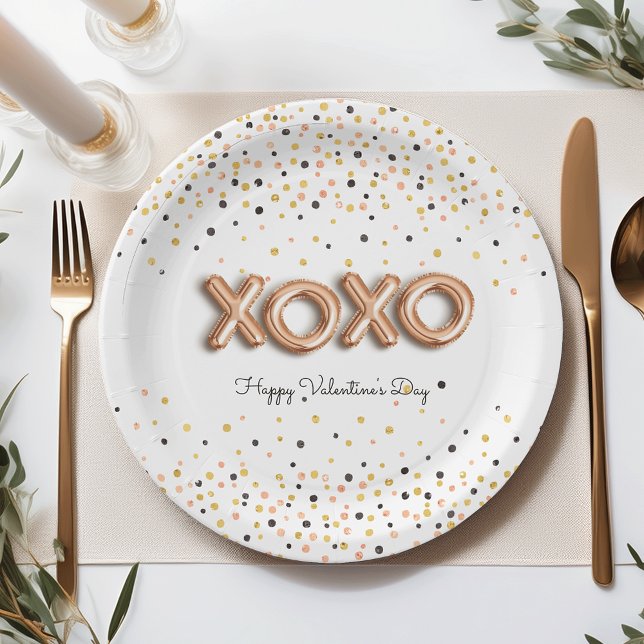 XOXO Rose Gold Balloons | Valentine's Day Paper Plates (Creator Uploaded)