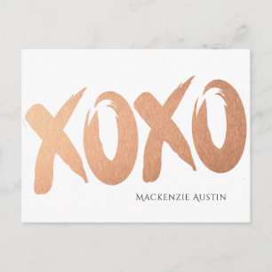 XOXO Rose Gold   Brushstroke Postponed Party Postcard