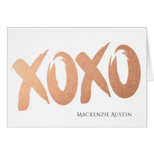 XOXO Rose Gold Chic Glam Girly Brushstroke Love Cards