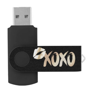 XOXO Rose Gold Modern Copper Brushstroke Flash Drive