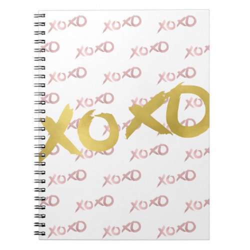 XOXO Rose Gold Modern Faux Foil Shine Glam Custom Notebook
