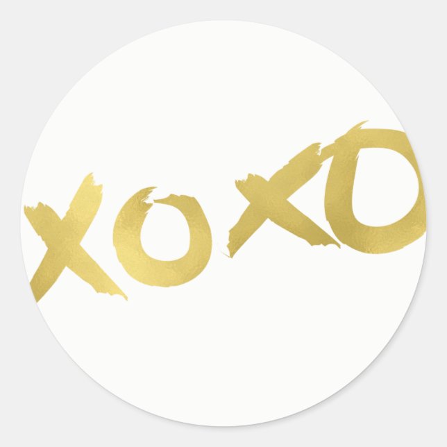 XOXO Shiny Gold Modern Faux Foil Shine Glam Favor Classic Round Sticker (Front)