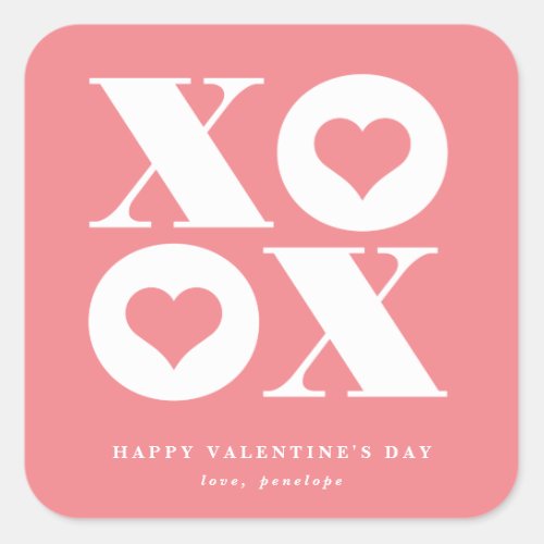 xoxo square valentines day sticker
