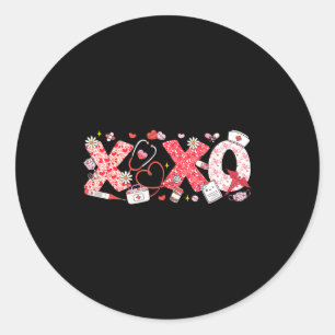 Xoxo Stethoscope Valentine Rn Pct Cna Nurse Nurse  Classic Round Sticker