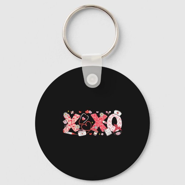 Xoxo Stethoscope Valentine Rn Pct Cna Nurse Nurse  Keychain (Front)