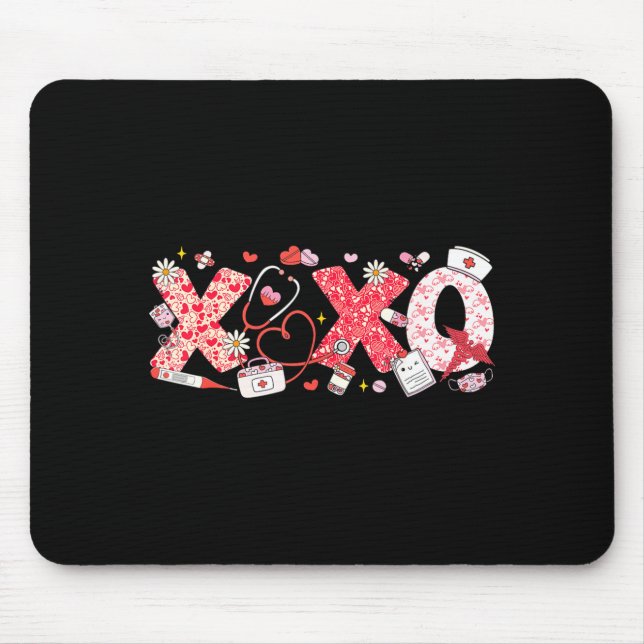 Xoxo Stethoscope Valentine Rn Pct Cna Nurse Nurse  Mouse Pad (Front)