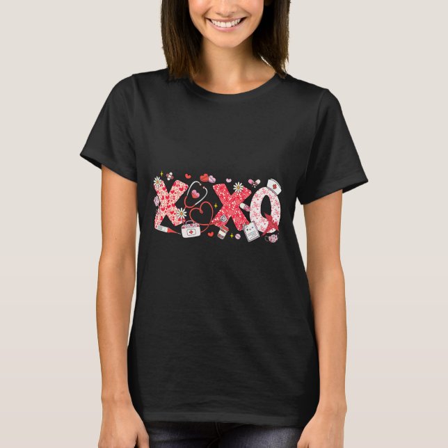 Xoxo Stethoscope Valentine Rn Pct Cna Nurse Nurse  T-Shirt (Front)