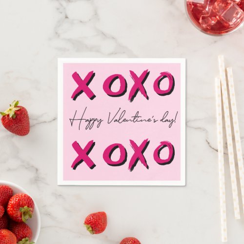 XOXO Strokes Modern Happy Valentines day Party Napkins