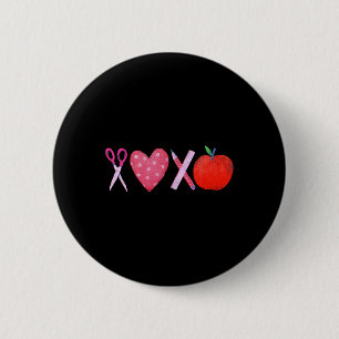 Xoxo Teacher Valentine's Day Pencil And Apple 1 Button