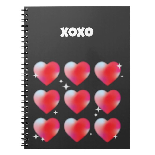 Xoxo text romantic red hearts valentine's day  notebook (Front)