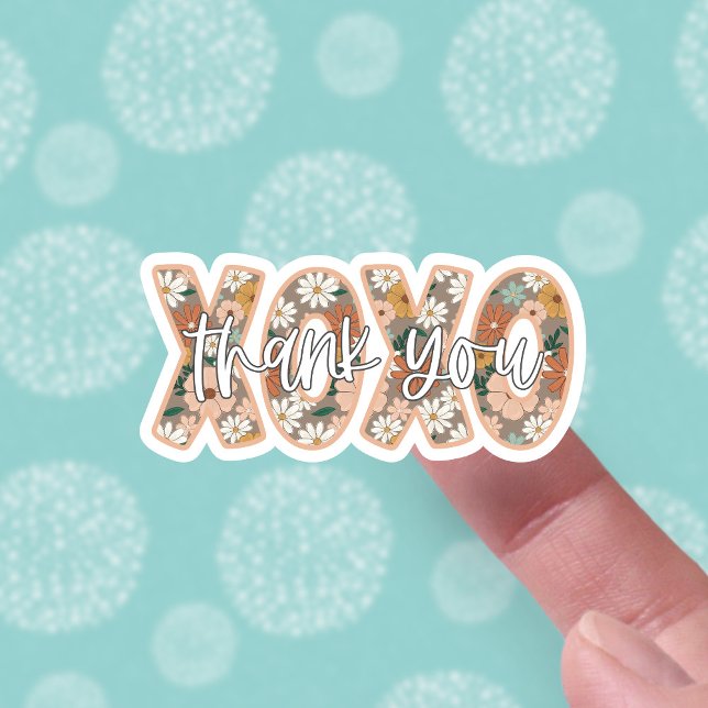 XOXO Thank You Cute Boho Floral Script Overlay Sticker (Creator Uploaded)