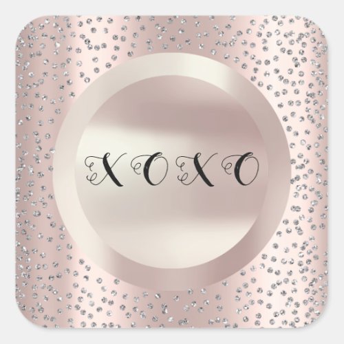 XOXO Thank You Gray Rose Pearly Confetti Grey Lux Square Sticker