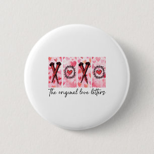 Xoxo The Original Love Letters Retro Checked Valen Button