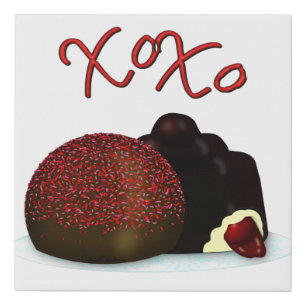 XOXO Valentine Bonbon and Dark Chocolate Faux Canvas Print