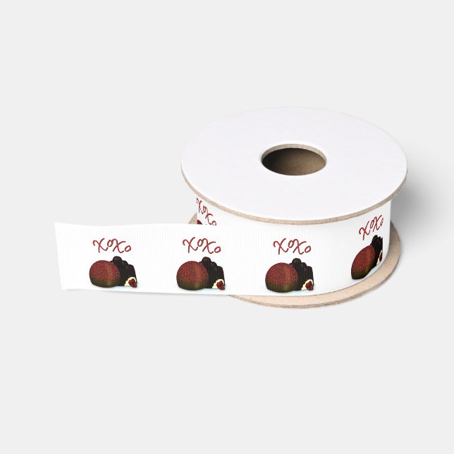 XOXO Valentine Bonbon and Dark Chocolate Grosgrain Ribbon (Spool)