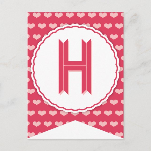XOXO Valentine Party Flag Bunting Banner H Holiday Postcard (Front)