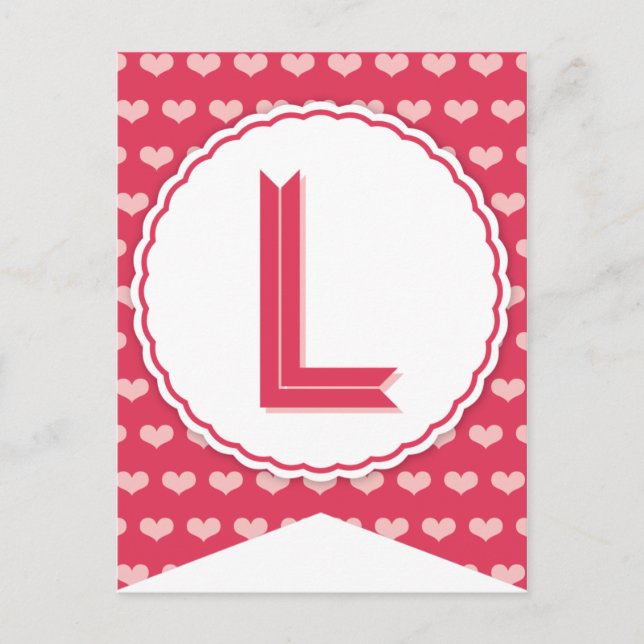 XOXO Valentine Party Flag Bunting Banner L Holiday Postcard (Front)