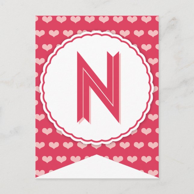 XOXO Valentine Party Flag Bunting Banner N Holiday Postcard (Front)