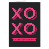 XOXO Valentine Pink and Dark Background Card
