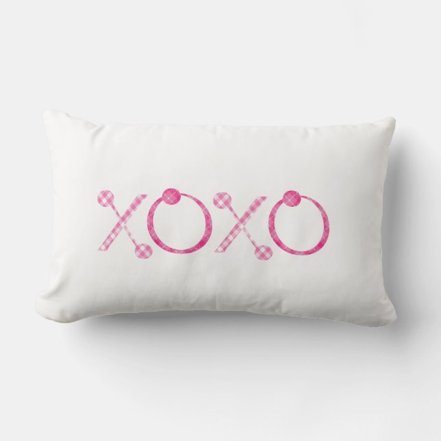 xoxo Valentine Plaid Lumbar Pillow (Front)
