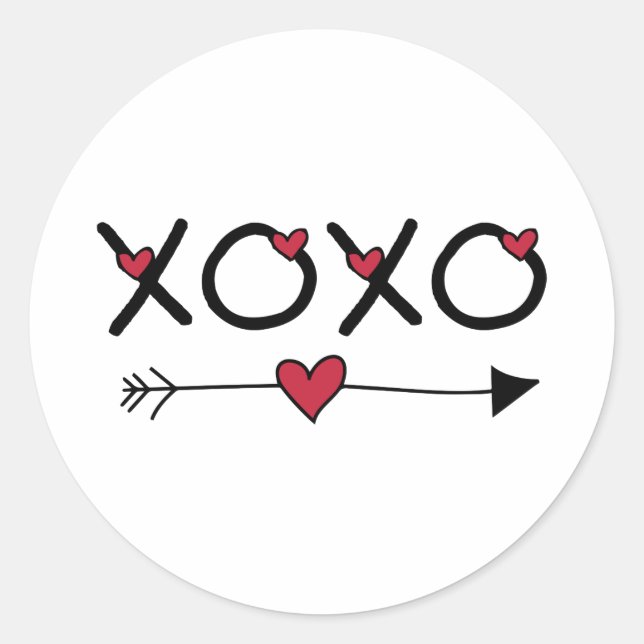 XOXO Valentines Classic Round Sticker (Front)