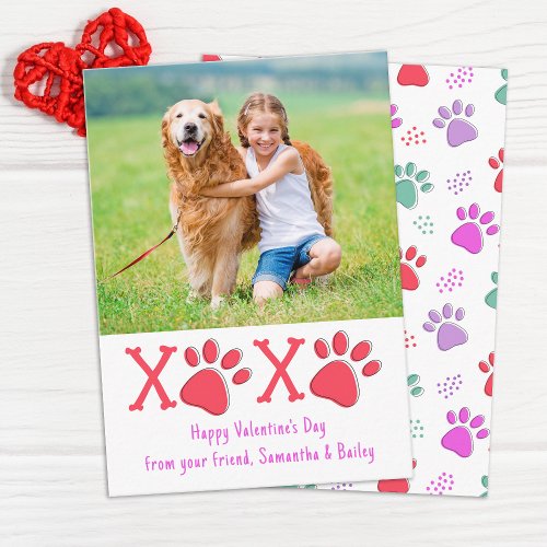 XOXO Valentines Classroom Kids Day Pet Dog Photo  Note Card