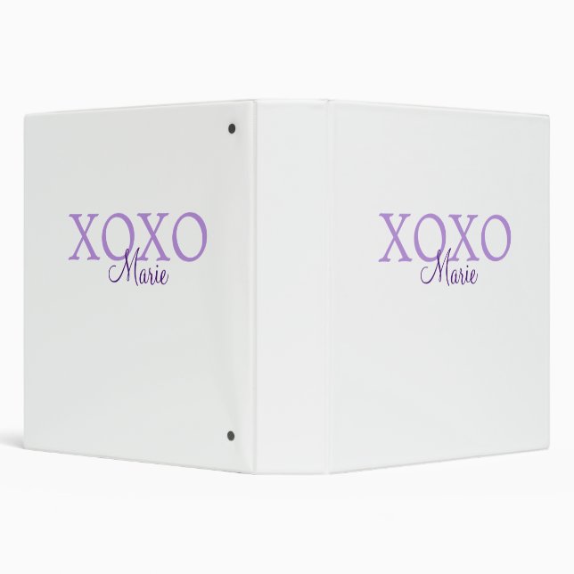 Xoxo valentine's day add name purple pastel minima 3 ring binder (Background)