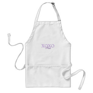 Xoxo valentine's day add name purple pastel minima adult apron