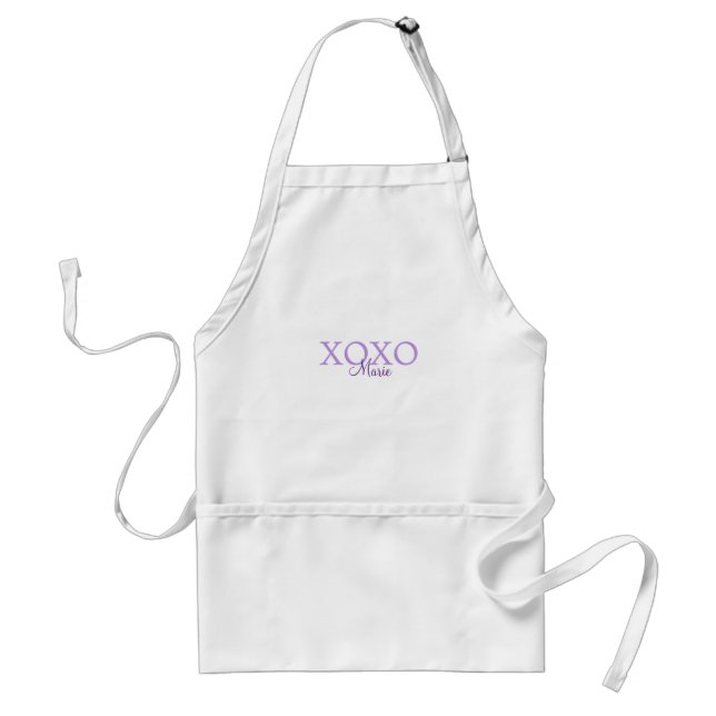 Xoxo valentine's day add name purple pastel minima adult apron (Front)