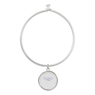 Xoxo valentine's day add name purple pastel minima bangle bracelet