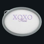 Xoxo valentine's day add name purple pastel minima belt buckle<br><div class="desc">beautiful design</div>