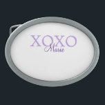 Xoxo valentine's day add name purple pastel minima belt buckle<br><div class="desc">beautiful design</div>