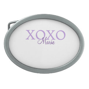 Xoxo valentine's day add name purple pastel minima belt buckle