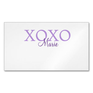Xoxo valentine's day add name purple pastel minima business card magnet