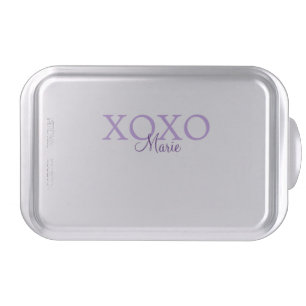 Xoxo valentine's day add name purple pastel minima cake pan