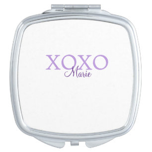 Xoxo valentine's day add name purple pastel minima compact mirror