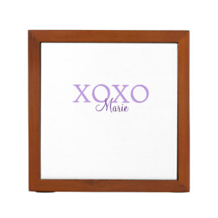 Xoxo valentine's day add name purple pastel minima desk organizer