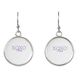 Xoxo valentine's day add name purple pastel minima earrings