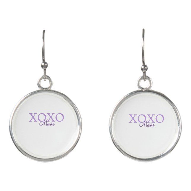 Xoxo valentine's day add name purple pastel minima earrings (Front)