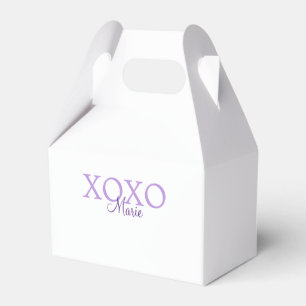 Xoxo valentine's day add name purple pastel minima favor boxes