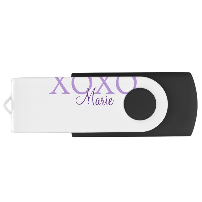 Xoxo valentine's day add name purple pastel minima flash drive (Back)