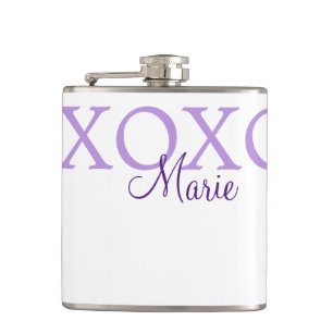 Xoxo valentine's day add name purple pastel minima flask
