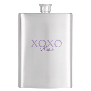 Xoxo valentine's day add name purple pastel minima flask