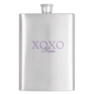 Xoxo valentine's day add name purple pastel minima flask