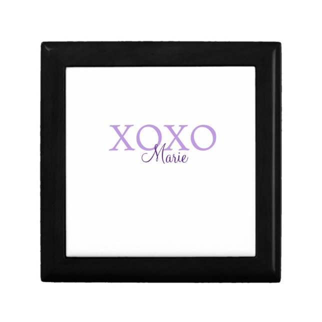 Xoxo valentine's day add name purple pastel minima gift box (Front)
