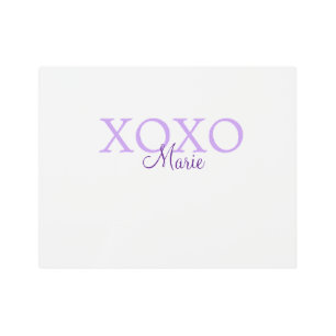 Xoxo valentine's day add name purple pastel minima metal print