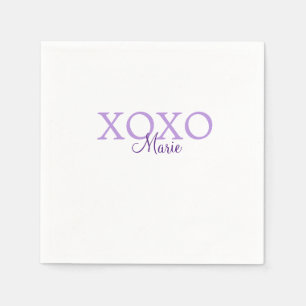 Xoxo valentine's day add name purple pastel minima napkins