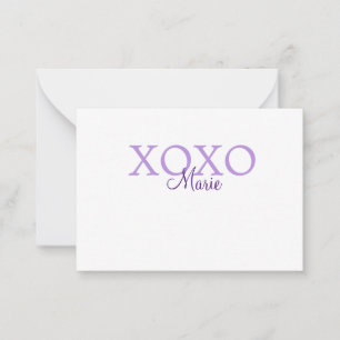 Xoxo valentine's day add name purple pastel minima note card